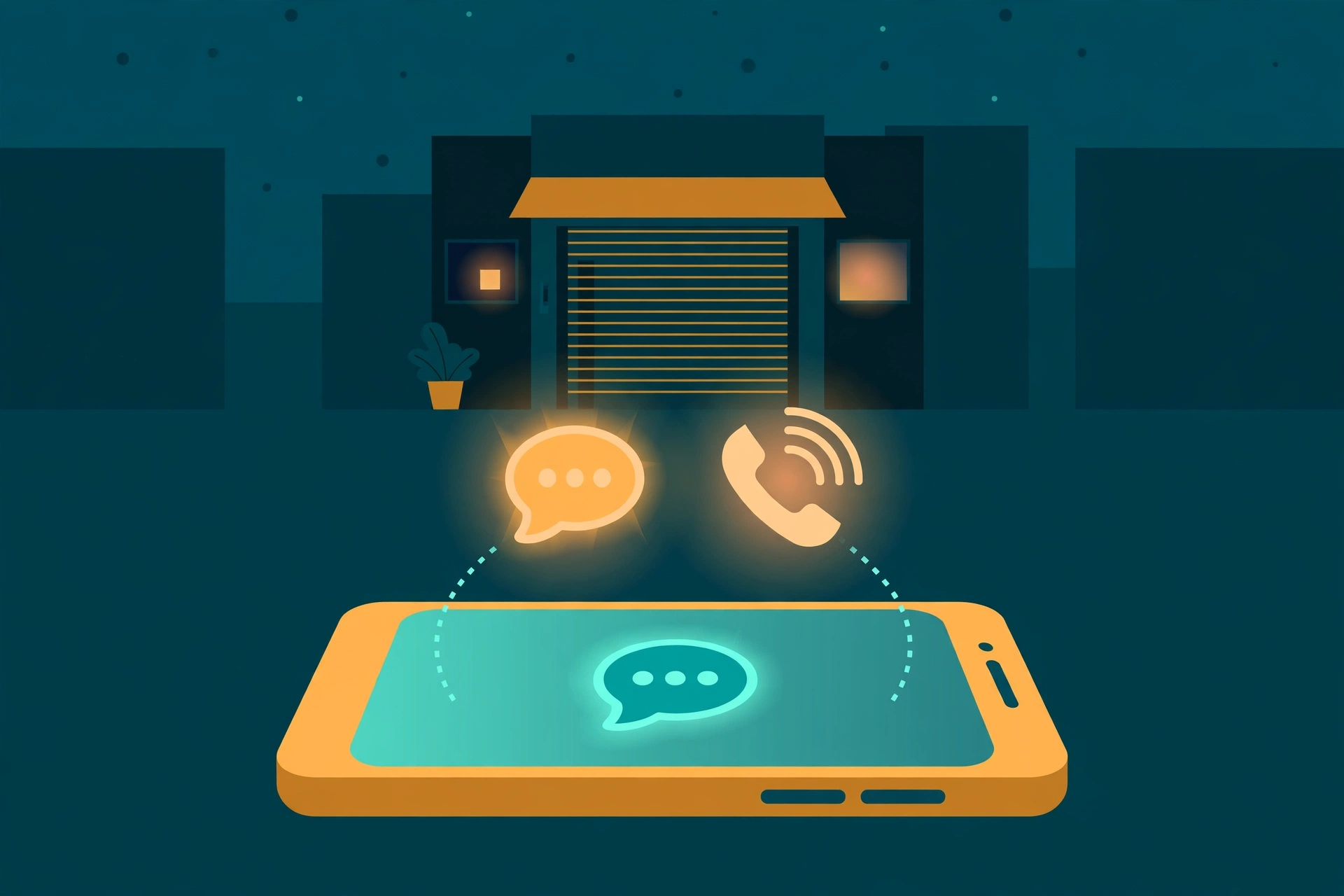 An AI sales agent answers a late-night customer inquiry instantly while the shop is closed