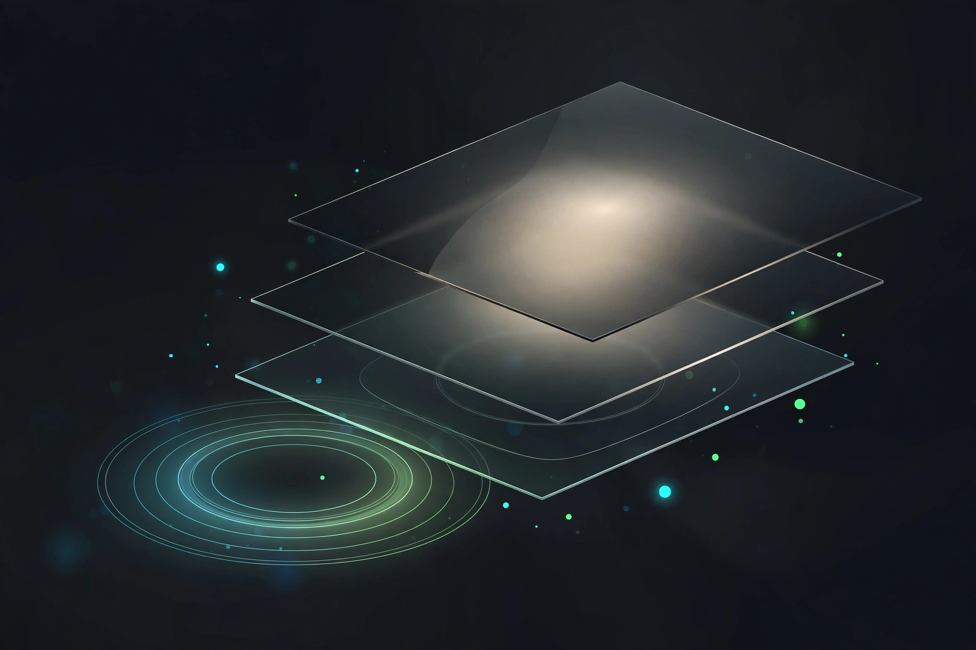 Abstract illustration of interface accessibility testing with glowing contrast-check panels