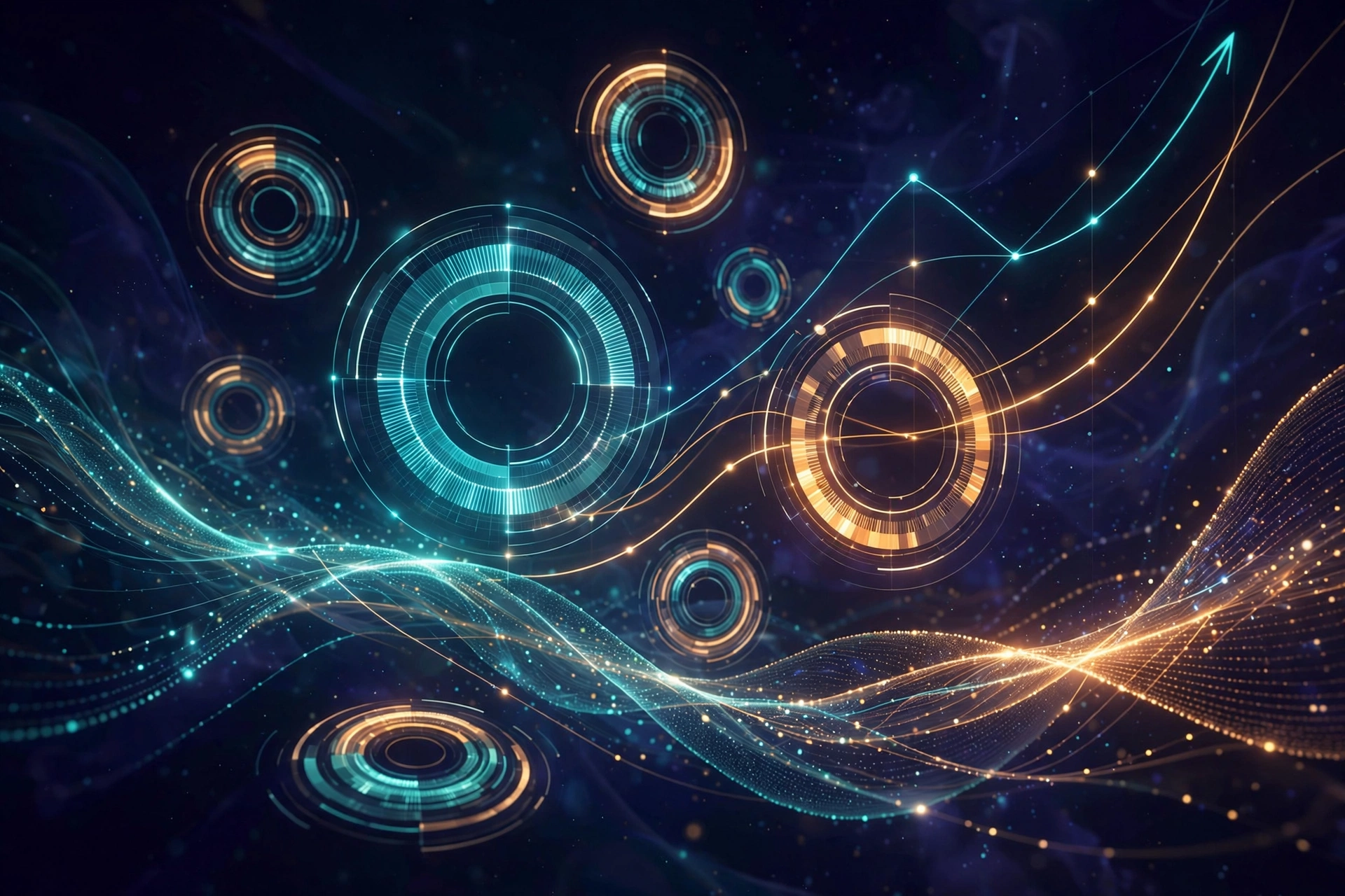 Abstract illustration of an analytics dashboard tracking citation presence across AI search