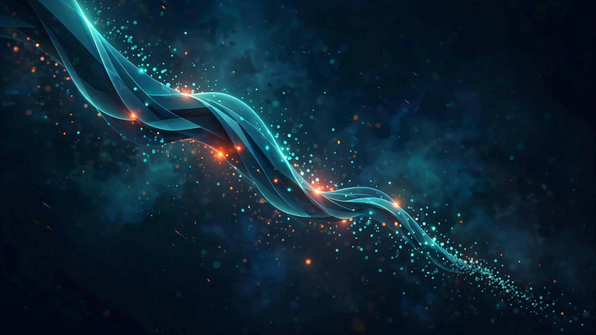Declining organic traffic curve visualised as a glowing ribbon chart