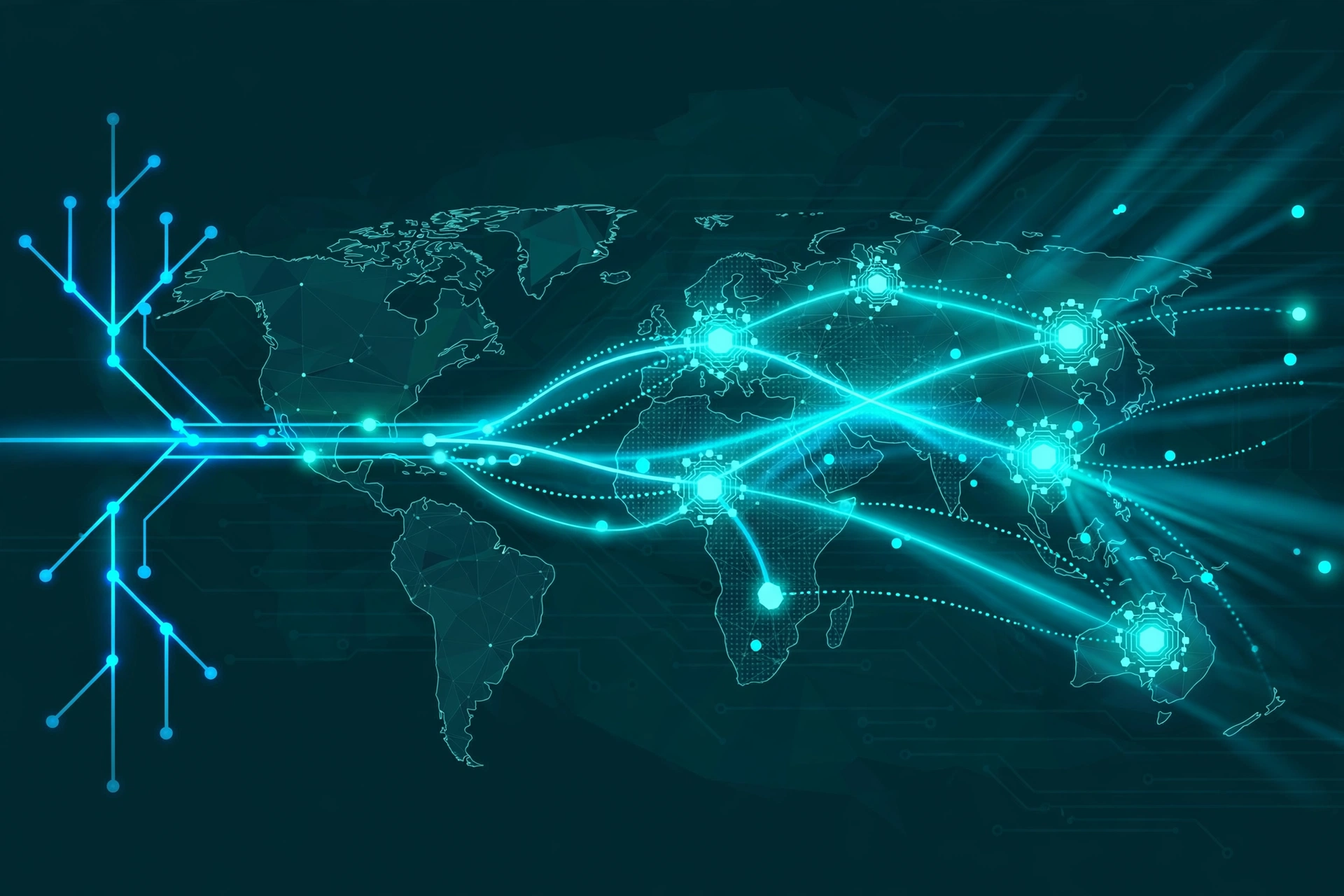 Conceptual illustration of a deployment pipeline spreading across edge data centers